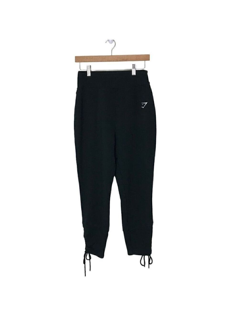 Gymshark Black High Rise Pull On Sweat Pants With Ankle Ties Size M